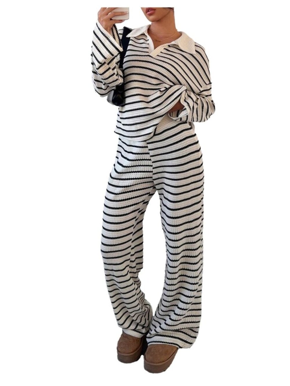 Women‘s Striped 2 Piece Sets Matching Lounge Set